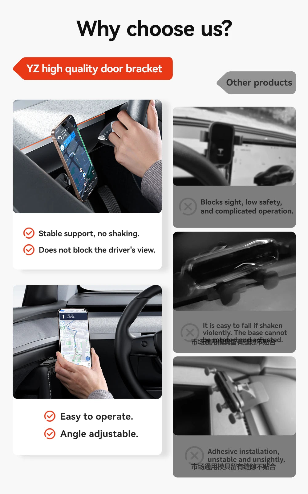 YZ For Tesla Model 3 Y Highland Juniper Door Handle Magnetic Car Phone Holder 360 Degree Rotation Metal Car Mount for All Phones
