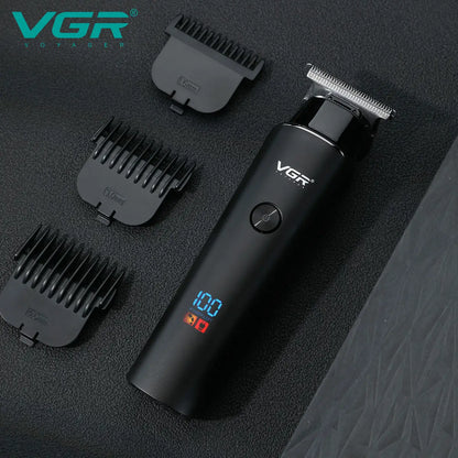 VGR Hair Trimmer 0mm Hair Clipper LED Display Hair Cutting Machine Professional Electric Rechargeable 0mm Trimmer for Men V-937