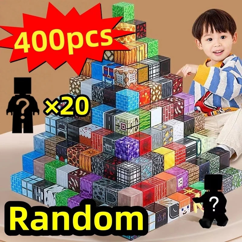 10-500 pcs Magnetic Building Blocks Mine World Magnetic Forest House STEM Sensory Toys Brick Cube Toys Set Creative Toy for Gift