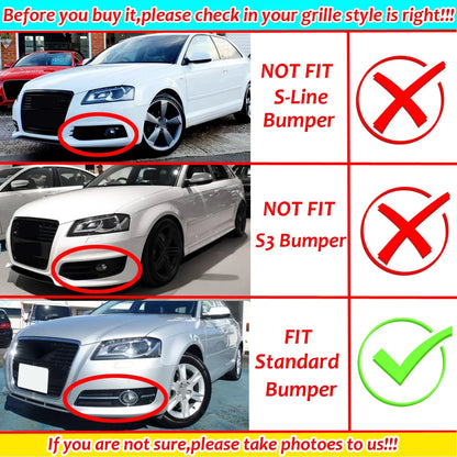 Glossy/Chrome Car Front Grille Honeycomb Grille Cover Mesh Grill For Audi A3 8P 2009-2013 8P0807682D  Fog Light Grille Cover