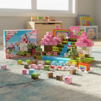 Pink Girl Magnetic Blocks 100Pcs Rainbow Forest Free Assembly 3D Creative DIY STEM Educational Toy Holiday Gift Exquisite Box