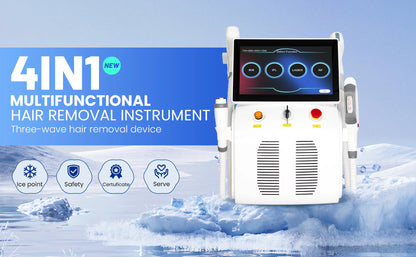 4 IN 1 Soprano Titanium Ice Platinum RF Diode 755 808 940 1064nm 4 Wave Laser ND:YAG Machine Painless Hair Removal Machine