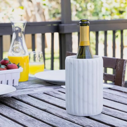 Marble Wine Chiller, Champagne Bucket for Parties, Bottle Cooler for Dining Tables, Outdoor Patios and More - Handcrafted Natur