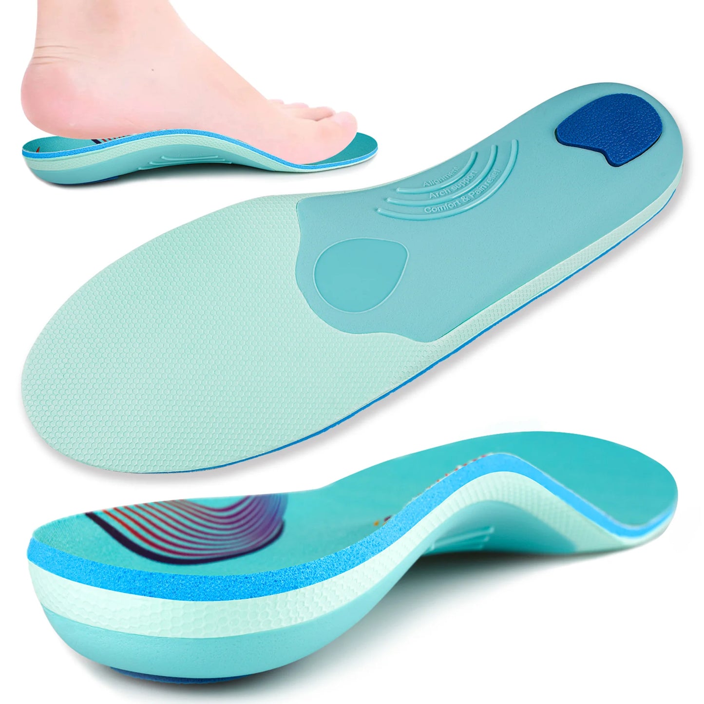 iFitna 3 Pairs Plantar Fasciitis Orthopedic Sport Insole Men Women Flat Feet Arch Support Heel Pain Orthotic Insert Shoe Sole