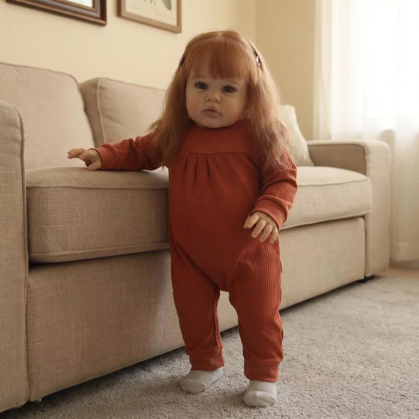 NPK 24 Inch Ellie Lifelike Reborn Baby Doll Soft Touch 3D Skin Art Toddler Newborn Princess Girl Doll with Hand Rooted Hair