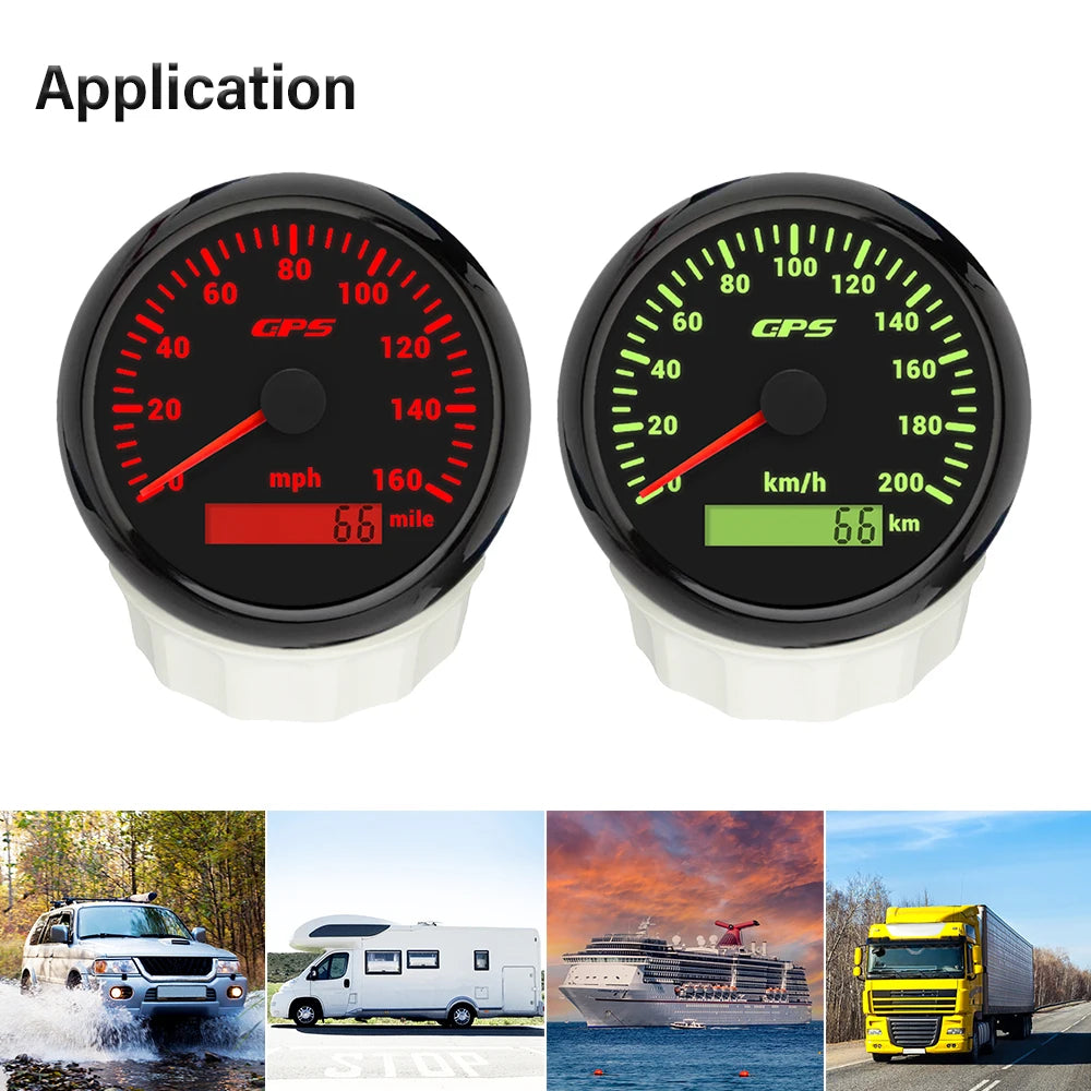 ELING Car Motorcycle Trucks Boats 85mm GPS Speedometer 30K 0-120KM/H 0-80M 200M Speed Gauge with 7 Colors Backlight 12V 24V