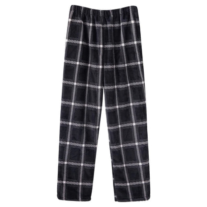 Men's Winter Thickened Fleece Coral Velvet Home Clothes Pants Plaid Patterned Home Pants Warm Comfortable mid Waist Elastic