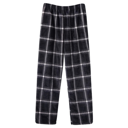 Men's Winter Thickened Fleece Coral Velvet Home Clothes Pants Plaid Patterned Home Pants Warm Comfortable mid Waist Elastic