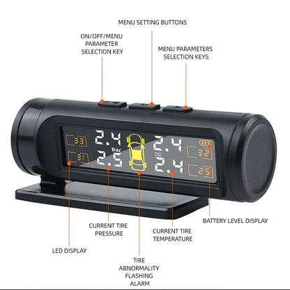 Wireless Tire Pressure Monitoring System Temperature Warning Removable Battery Battery Version 4 Sensors  TPMS Car Tyre Pressure