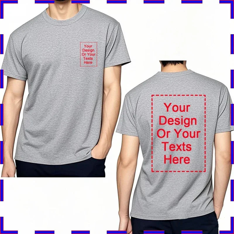 Customized Tee Shirt For Men Design Your Logo Here Cotton Unisex Tshirt  Cotton Summer Top Fashion Unisex Tshirt