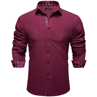Men Shirts Long Sleeve Black and Green Contrast Color Tops Casual Fashion Polyester Dress Shirt Business Party Men Clothing