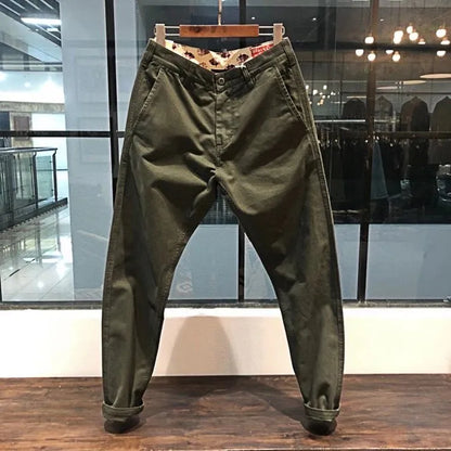 Heavyweight Canvas Thick Pure Cotton Work Trousers Black  Loose Micro Cone Straight Leg Spring Autumn Basic  Color Ca...