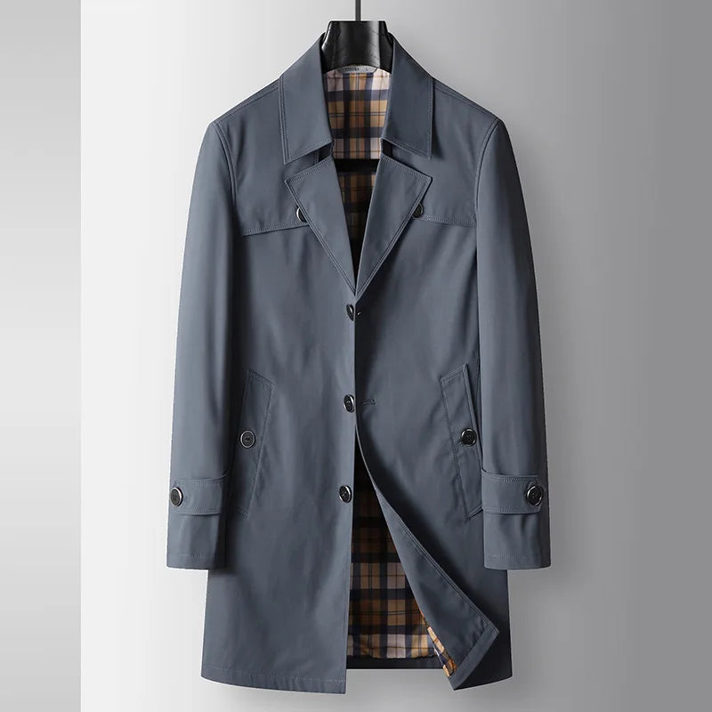 2026 Men Luxury Business Casual Coat Trench Coat Spring Autumn Long British Light