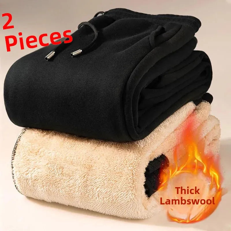 Thickened Lamb Velvet Cotton Pants Men's Winter Outdoor Wear Warmth Northeast Harbin Cold Proof Casual Trousers Youth Busines...