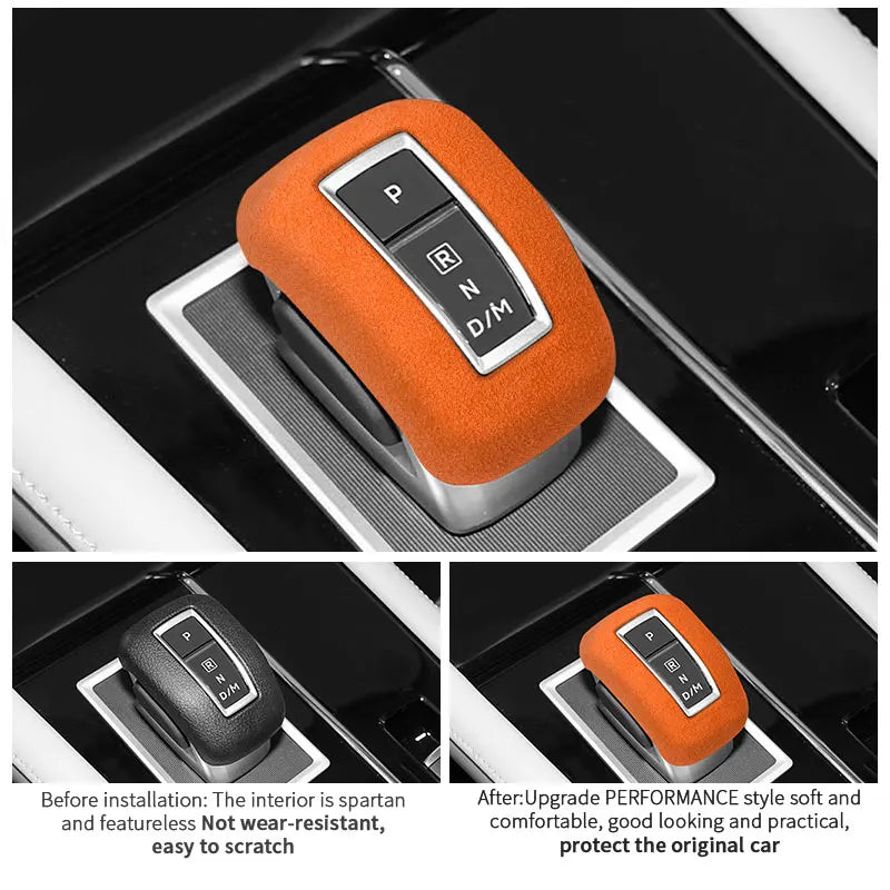 Made of Alcantara For Mitsubishi Outlander 2023 Car Gear Shift Boot Cover Trim Sticker Anti Scratch Interior Tuning Accessories