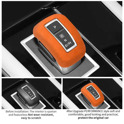 Made of Alcantara For Mitsubishi Outlander 2023 Car Gear Shift Boot Cover Trim Sticker Anti Scratch Interior Tuning Accessories