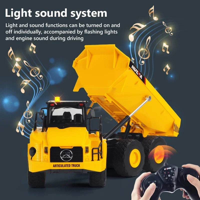 Huina 1553 RC Truck 2.4G Remote Control Alloy Dump Excavator Electric Tractor Engineering Vehicle Model Kid Toy Boy Xmas Gifts