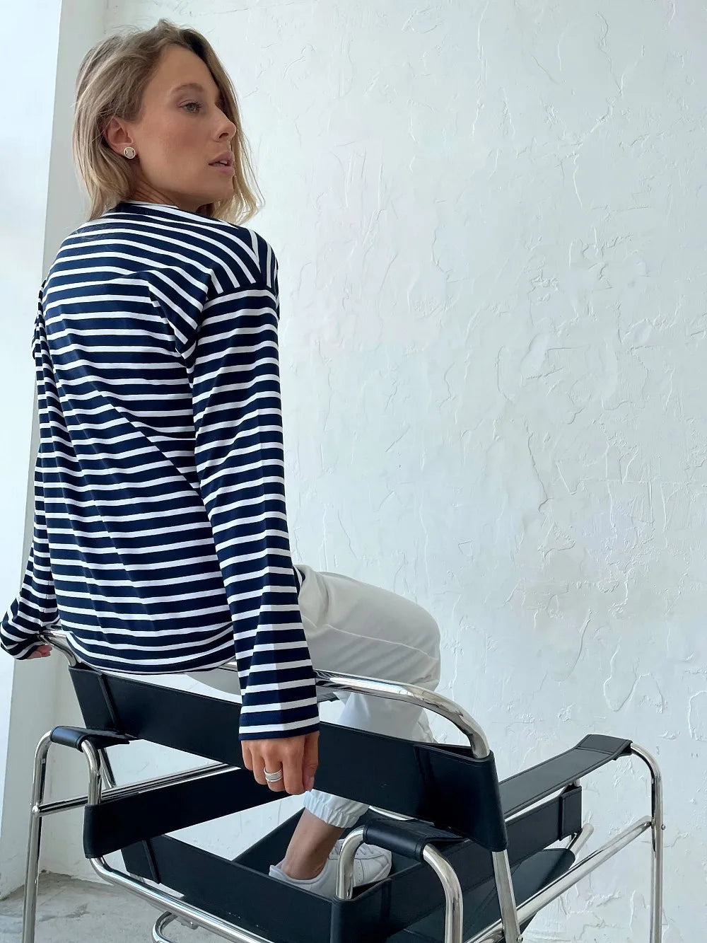 Bornladies 2025 Summer Long Sleeve Striped T-Shirts Women Basic Casual Tops Female Cozy Loose Cotton Tees Harajuku T Shirt New