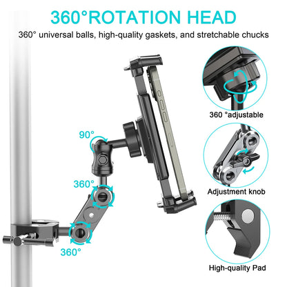 Tablet stand suitable for treadmill,, wheelchair, golf cart, microphone,exercise bike,stroller