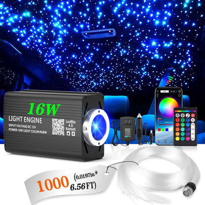 12W Car Roof Star Light 500/1000Pcs Fiber Optic Headliner Star Ceiling Light Kit Led Atmosphere Light with RGB Music APP Control