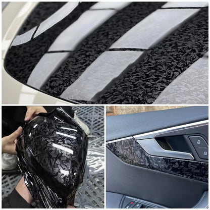 10/20/30/40/50 x 150cm Ultra Glossy Forged Carbon Fiber Vinyl Car Wrap Sticker Film Durable Weatherproof Sticker Easy to Install
