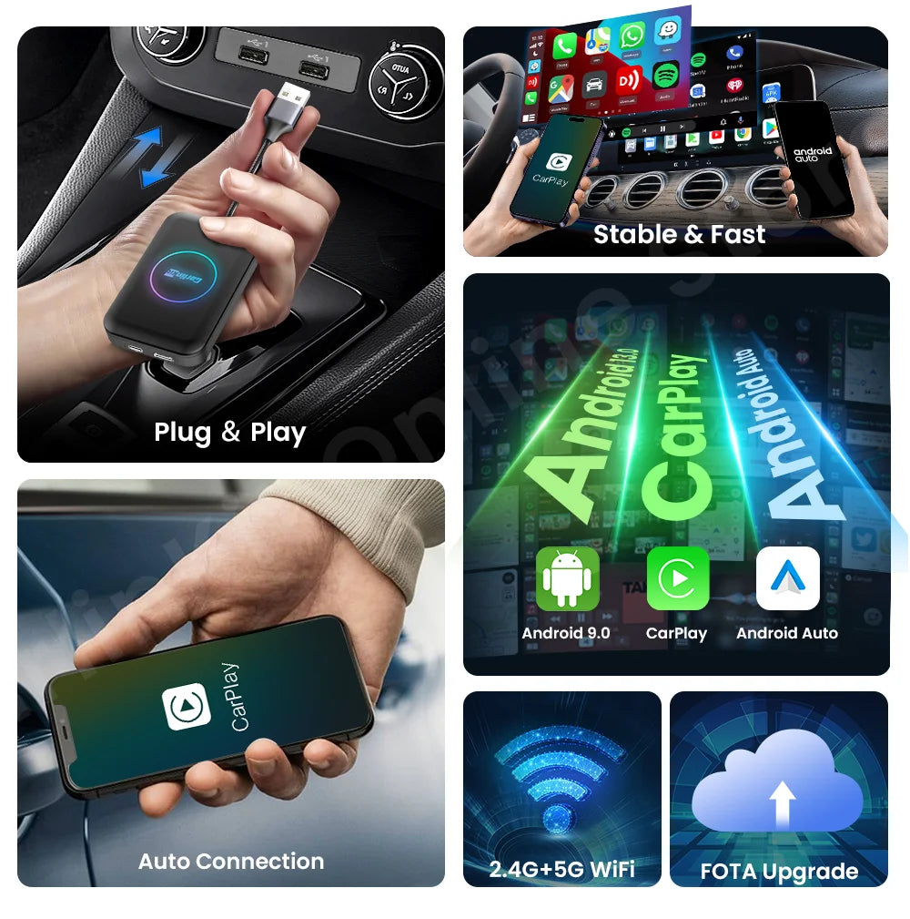 CarlinKit LiteS Android Tv Box Android auto CarPlay Wireless Adatper for Netfilx Youtube IPTV Spotify Skoda Volvo Honda Toyota