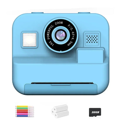 1080P Children Mini Digital Video Camera for Kids Learning Development Educational Thermal Instant Print Camera with 32G Card