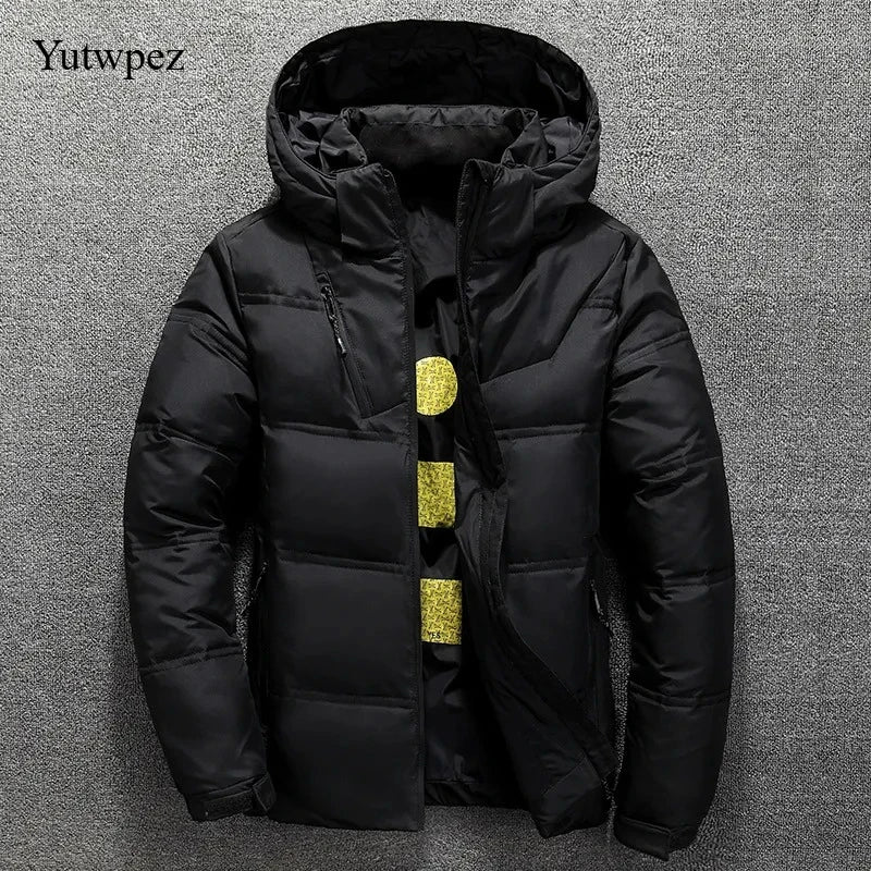 White Duck Down Jacket Men Winter Men's Coat Windproof Removable Cap Parkas Solid Color Outdoor Casual Hooded Overcoat Clothes
