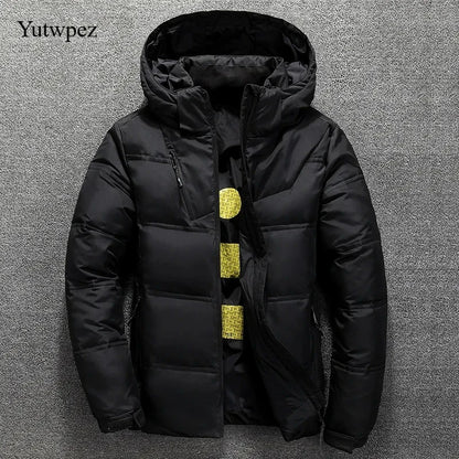 White Duck Down Jacket Men Winter Men's Coat Windproof Removable Cap Parkas Solid Color Outdoor Casual Hooded Overcoat Clothes