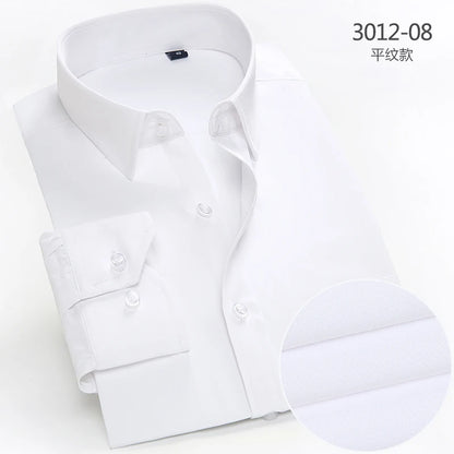 2025 Men's Striped Shirt Long Sleeve Business Office Casual Workwear Comfort Fit Classic Solid Shirts Spring Fall Tops For Male