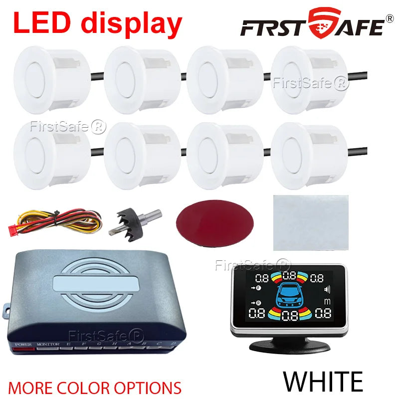 22mm Reversing Radar LED Parking Sensor Kit 6/8 Probes Multi Language Alarm Indicator 12 Colors Universal Auto Safety Accessorie