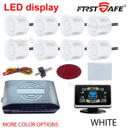 22mm Reversing Radar LED Parking Sensor Kit 6/8 Probes Multi Language Alarm Indicator 12 Colors Universal Auto Safety Accessorie