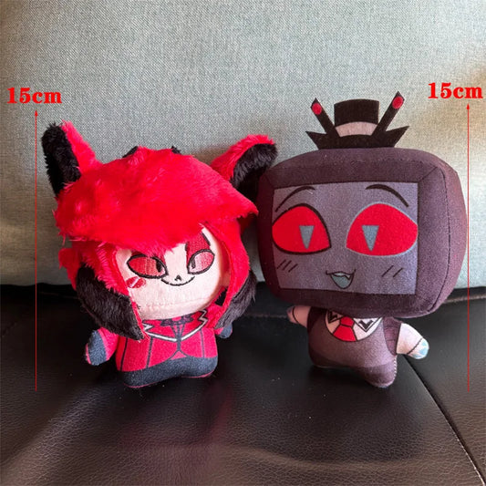 15cm Alastor 3V Vox Plush Toys Bag Keychain Funny Anime Animation Hazbin Hotel Character Figure Plushie Keys Chain Pendant Doll