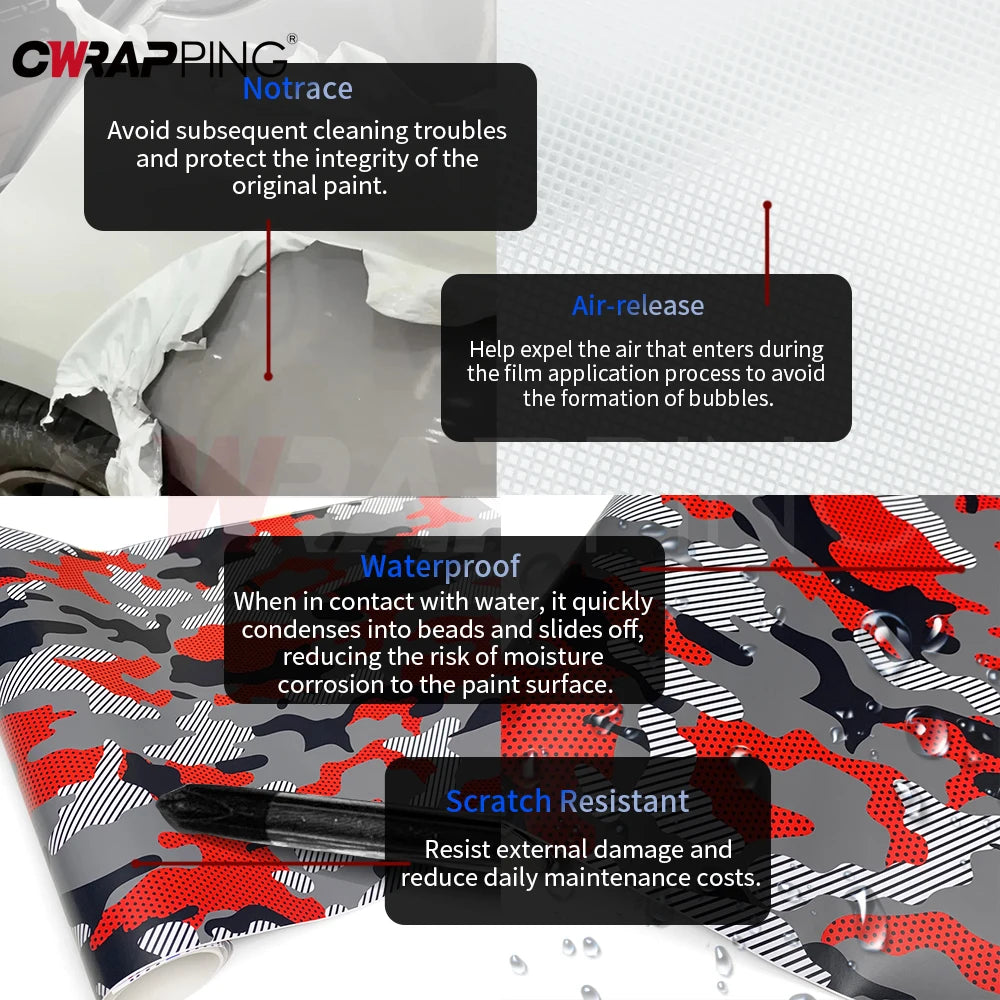 Auto Film PVC Vehicle Wrap Vinyl for Motorcycle Polka Dot Camo Car Stickers DIY Waterproof Car Wrapping Sticker Accessories