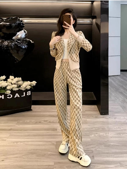 Casual Sportswear Set for Women Autumn 2024 Fashion Anti-Aging Popular Sweatshirt Two-Piece Set Long Sleeve Long Pants Polyes...