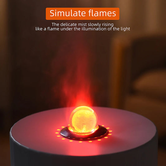 3D Flame Aroma Humidifier, 7 Color Light, 2H/4H Timer, 300ml, Essential Oil Diffuser, Quiet Mist, Desktop Decor for Home Office