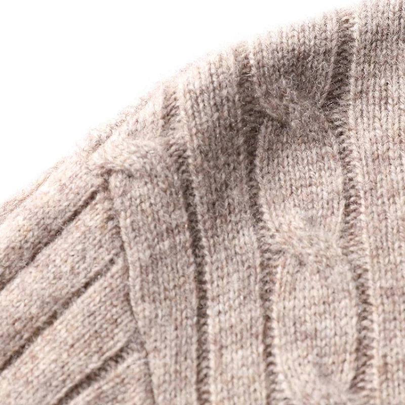 100% Australian Merino Wool Sweater Men's, 410g Thickened Anti-Pilling, Old Money Style, 4 Colors