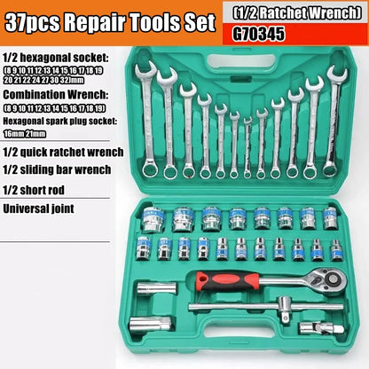 Advanced Car Repair Kit , Ratchet Wrench Set with Sockets Screwdriver Bits, Professional Tool Set, Car Maintenance Essentials