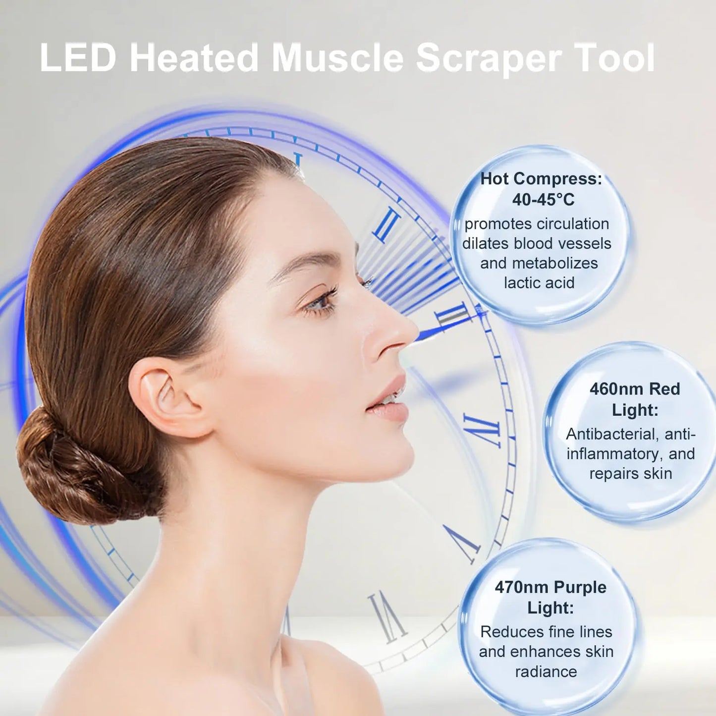 Electric Fascia Knife EMS Microcurrent Thermal Compression Vibration Fitness Muscle Relaxation Body Massager Scraping Instrument