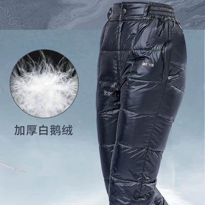 Down Pants Warm Duck Down Outdoor Windproof Waterproof Pants Cycling  ice snow sports hiking camping fishing sports winter pants