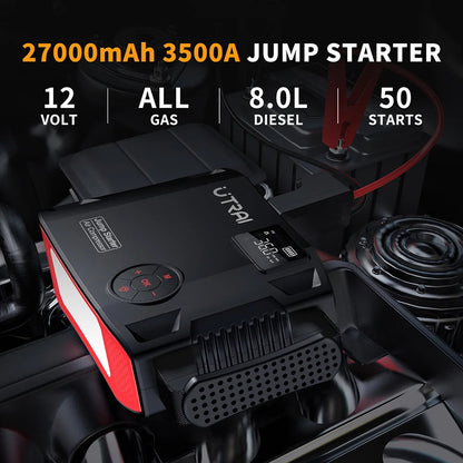 UTRAI Jump Starter 4 in 1 Pump Air Compressor 2000A  Power Bank 12V Digital Tire Inflator 150PSI Emergency Battery Boost
