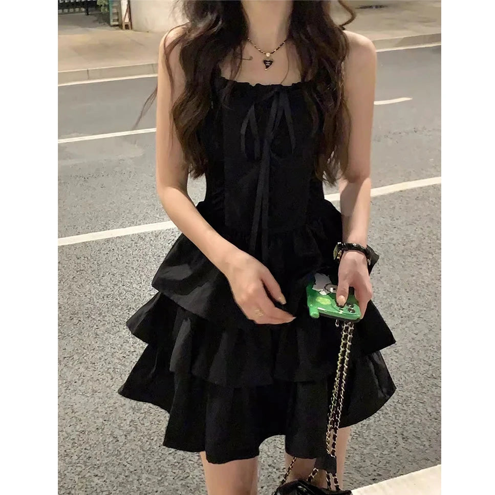 Elegant Black Strapless Dress Women's Summer New Arrival Base Layer Beautiful  Dress U-Neckline A-Line Skirt Ultra Short