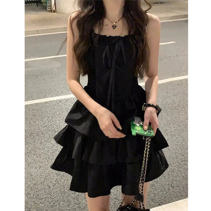 Elegant Black Strapless Dress Women's Summer New Arrival Base Layer Beautiful  Dress U-Neckline A-Line Skirt Ultra Short