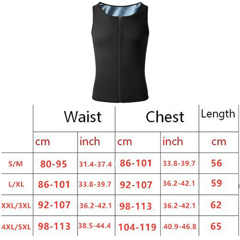 1pcs Men's Shapewear Zipper Coated Silver Vest Exercise slimming corset Compression Sweat Reducing Fat Sauna Tops Waist Trainer
