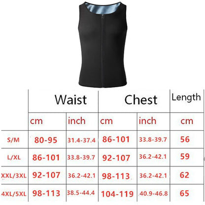 1pcs Men's Shapewear Zipper Coated Silver Vest Exercise slimming corset Compression Sweat Reducing Fat Sauna Tops Waist Trainer