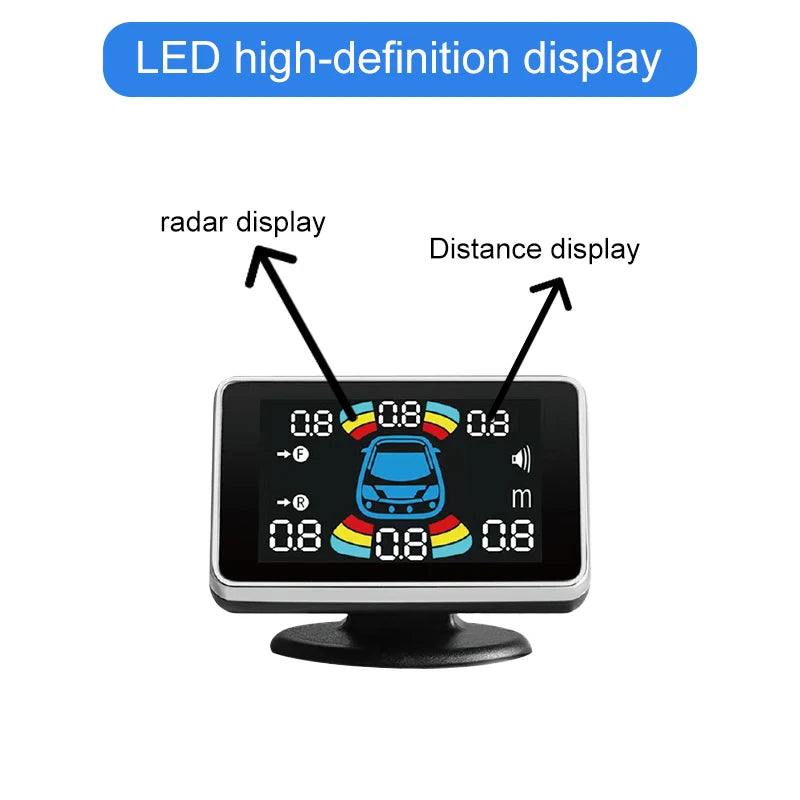22mm Reversing Radar LED Parking Sensor Kit 6/8 Probes Multi Language Alarm Indicator 12 Colors Universal Auto Safety Accessorie