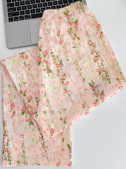 Cloud Cotton Sleepwear Set for Women Casual Spring Autumn Long Sleeve Long Pants Home Clothes  Plant Floral Print