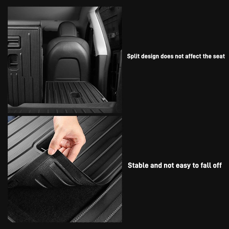 For Tesla Model Y / 3 2019-2023 Full Coverage Rear Trunk Mats TPE Rear Seat Backrest Protective Pad Cargo Liner Anti-Kick Pad