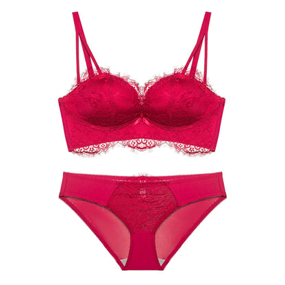 Women’s Victorian French Lace Bra Set, Push Up for Small Breasts with Side Support, Anti Dropping Sexy Lingerie MOYISU Sexy AB