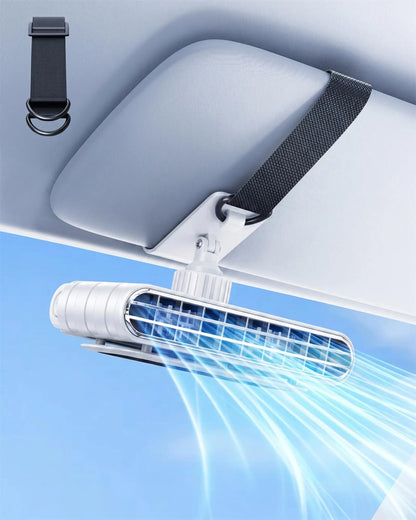 Eary Wireless Car Clip Fan for Sun Visor 3000mAh Rechargeable Portable Fan 360° Rotate 5 Speeds USB Cooling Clamp Cooler for SUV